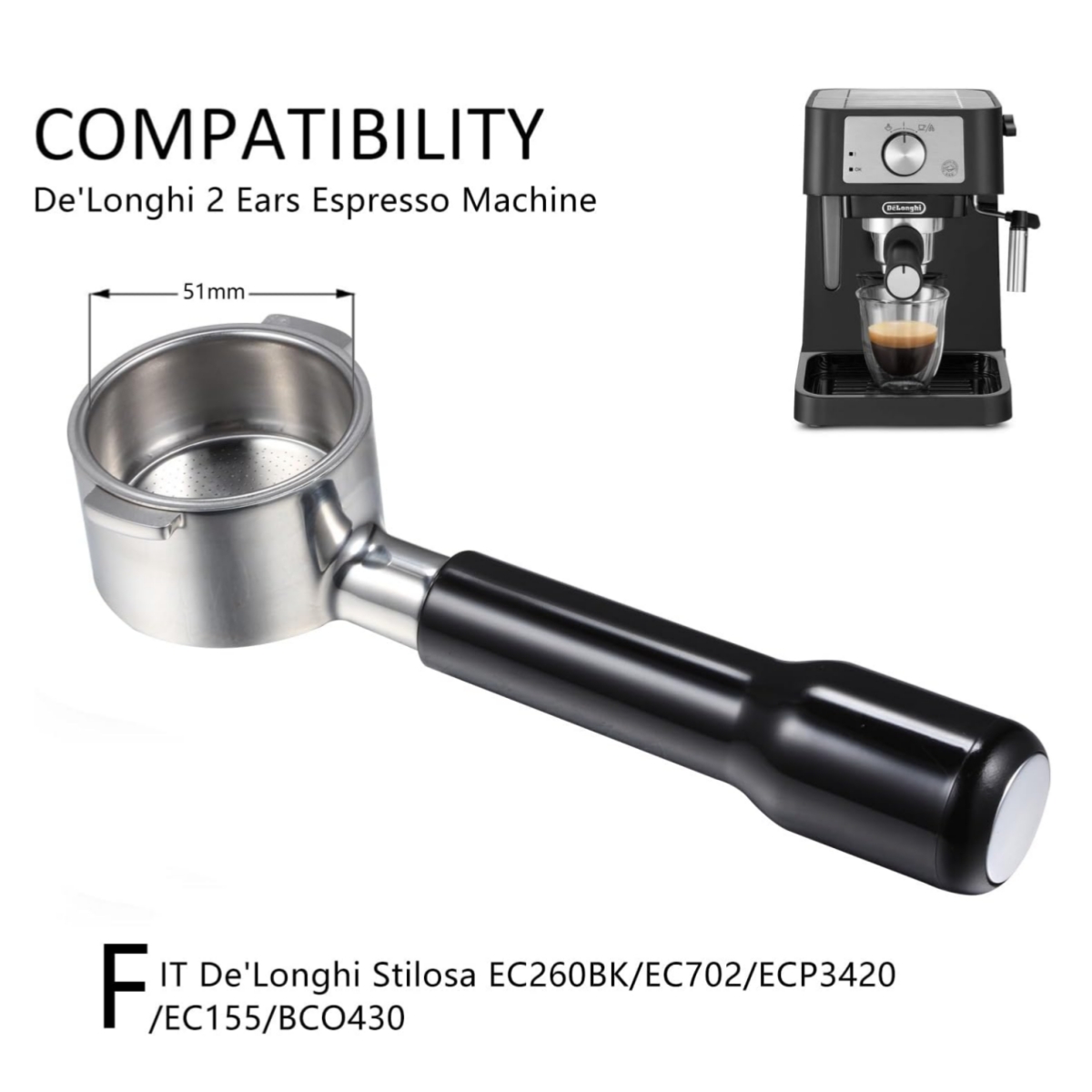 Delonghi Espresso Ecp3420 - Бездонный портафильтр 51 мм, 2 уши